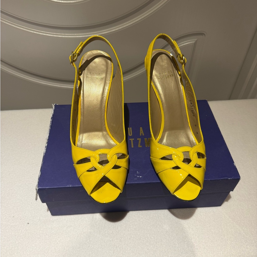 Stuart Weitzman Yellow Slingback Heels